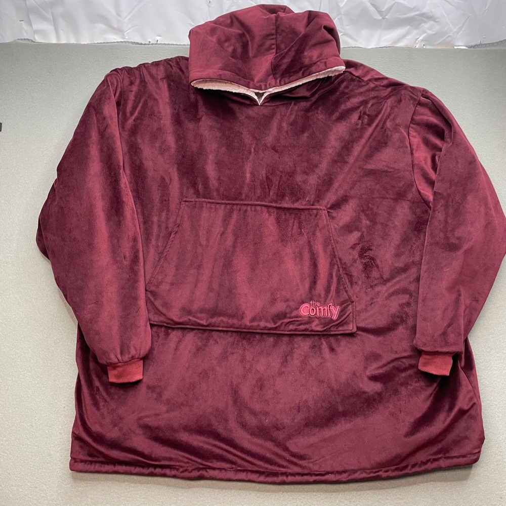 The Comfy Unisex Wearable Blanket Hoodie Polyester Burgundy One Size Cozy
